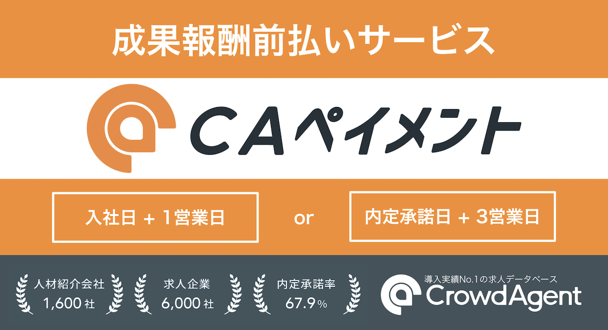 人材紹介会社導入実績no 1求人データベース クラウドエージェント が 業界最安 最短の成果報酬前払いサービス Caペイメント を提供開始 株式会社grooves Grooves Inc